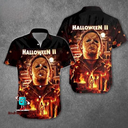 Halloween Michael Myers Button Shirt, Michael Myers Mask Shirt, Halloween Movie Shirt, Spooky Season Shirt, Halloween Aloha Shirt