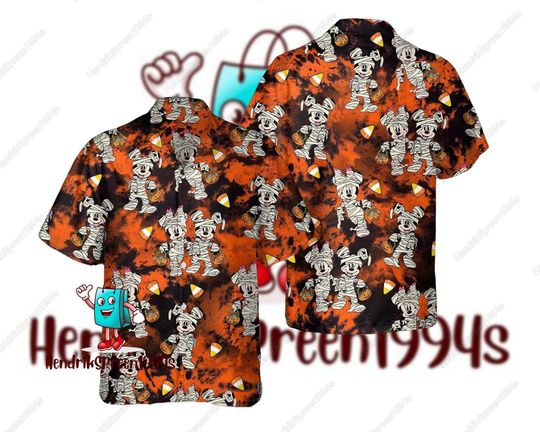 Halloween Mickey Hawaiian Shirt, Minnie Goofy Donald Hawaiian Shirt, Halloween Party Gift, Magic Kingdom Shirt, Disney Button Shirt