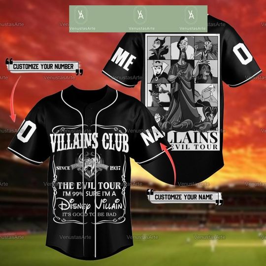 Halloween Disney Villains Jersey, Custom Villains Baseball Team, Maleficent Jersey Shirt, Trick Or Trick Shirt, Disney Villains Gift