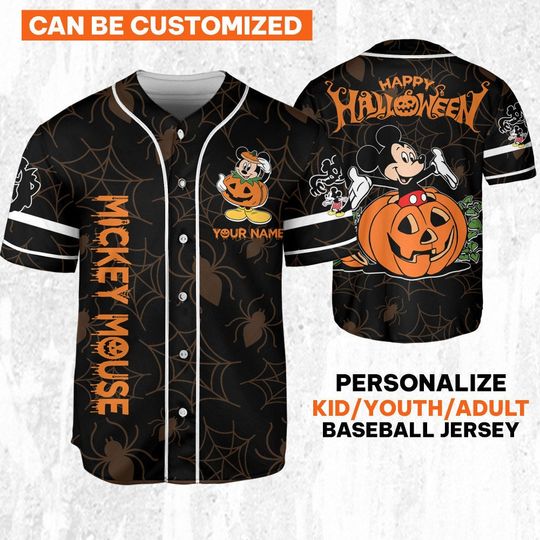 Custom Disney Halloween Mickey and Friends Jack-O Jersey, Disney Baseball Jersey Sports, Cute Gifts For Fans Disney, Best Birthday Gift