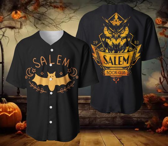 Salem Book Club Baseball Jersey, Bookish Halloween Jersey, Spooky Reader Shirt, Spooky Season Thriller Reader Salem Witches Jersey
