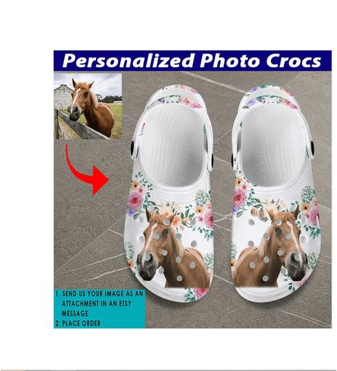 Cute Horse Love Gifts, Personalized Picture Clogs Unisex-Adult, Horse Mom Gifts