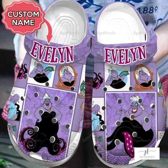 Custom Name Ursula Shoes, Little Mermaid Sandals, Disney Witch Shoes