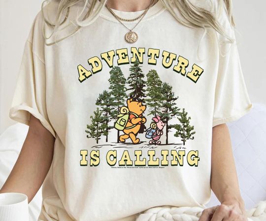 Disney Winnie The Pooh Cute Pooh & Piglet Adventure Is Calling Shirt, Disney Birthday Gift