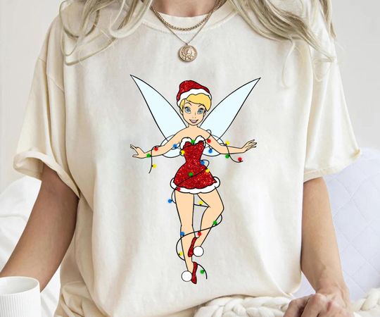 Disney Santa Tinker Bell Christmas Lights Shirt, Peter Pan Tinker Bell Christmas Shirt