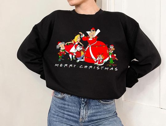 Disney Alice in Wonderland Merry Christmas Lights Sweatshirts, Alice White Rabbit Mad Hatter Christmas Sweatshirts