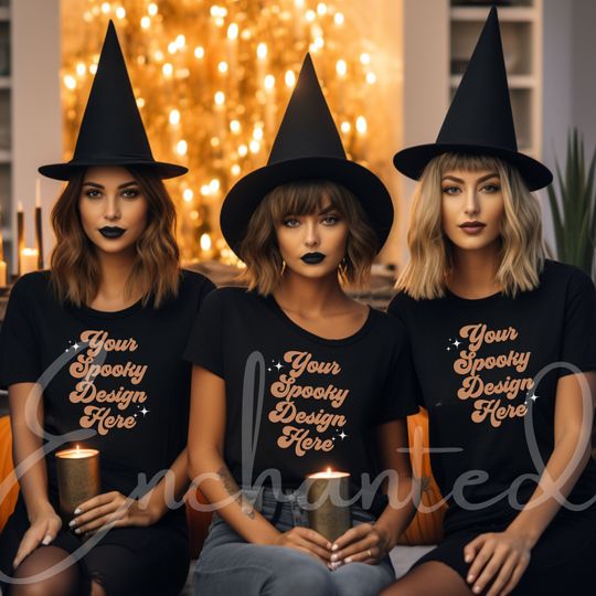 Halloween Mockup for Fall Mockup for Halloween Friends Mockup Bella Canvas Black Tshirt