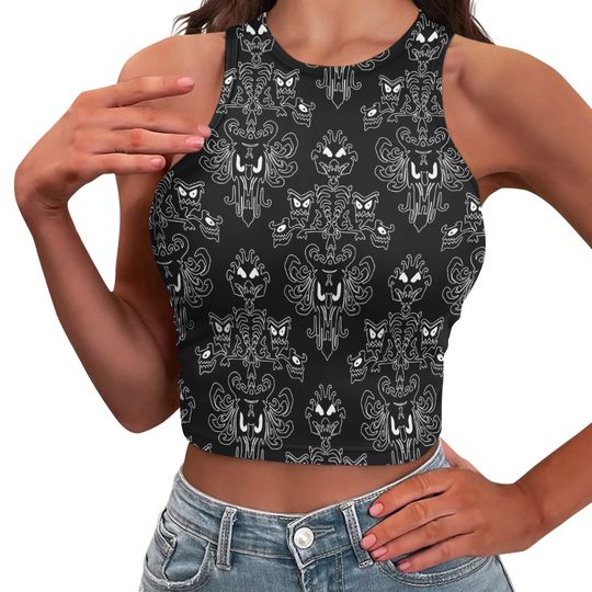 Disney Haunted Mansion Wallpaper Crop Top Tank Top Haunted Mansion Crop Top Tank