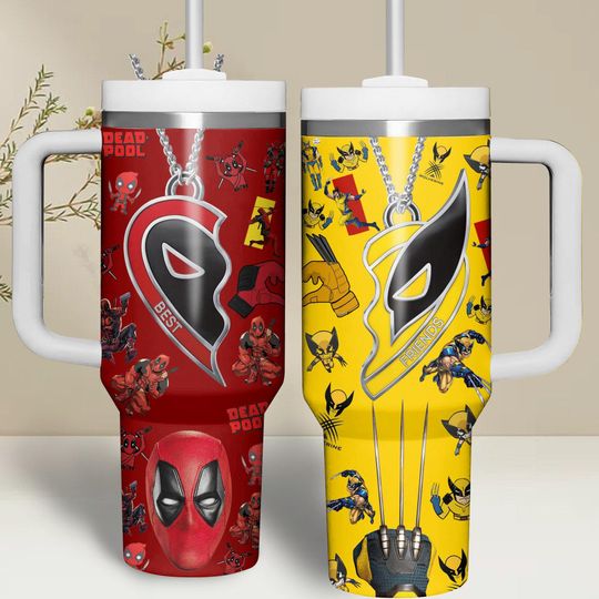 Deadpool Wolverine Tumbler 40 oz, Wolverine Tumbler Cup, Deadpool Steel Tumbler, Deadpool 3 Movie Stainless Tumbler Gift