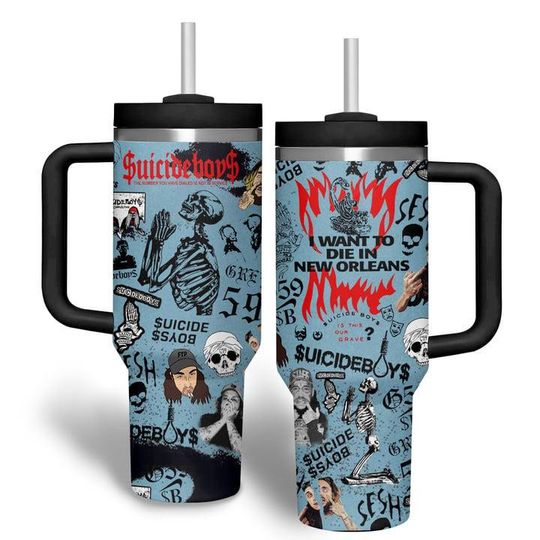 Suicideboys Tumbler 40oz, Suicideboys Tour Tumbler Cup, Suicideboys Coffee Tumbler, Gray Day Insulated Tumbler Gift