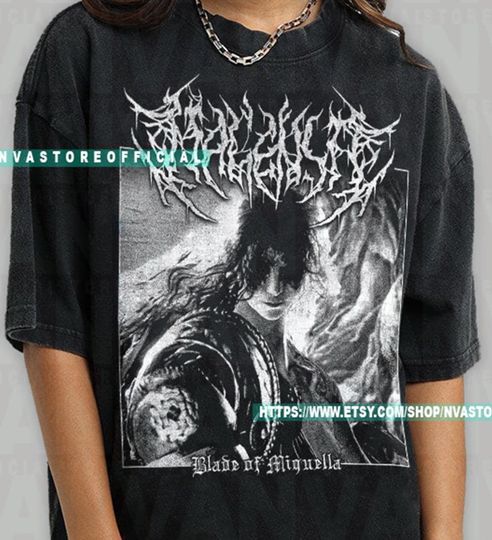 Malenia Blade Of Miquella Black Metal T-shirt, Metal Style T-Shirt, Elden Ring T-Shirt, Gift For Woman and Man Unisex T-Shirt