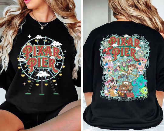 Pixar Pier Disneyland Tour T-Shirt, Pixar Fest 2024 Shirt, Disney World Trip Tee, Pixar Pier Characters Shirt, Pixar Summer Vacation Shirt