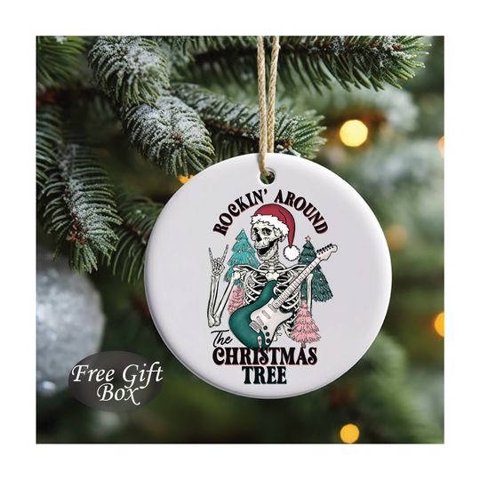 Christmas Skeleton Ceramic Ornament, Luxe Holiday Decor, Xmas Ceramic Ornament, Tree Decor, Multi Shapes