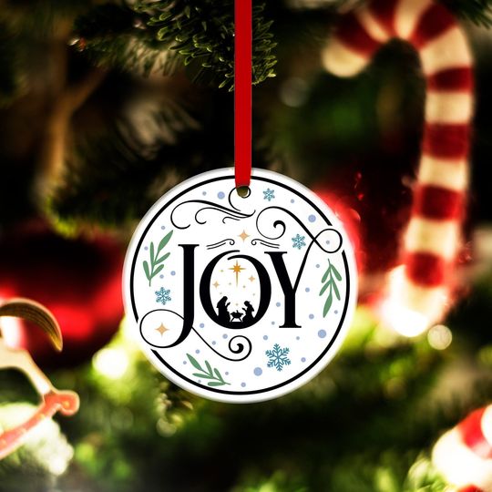 Joy Christmas Ornament, Ceramic Christmas Ornaments, Religious Christmas Ornaments, Christmas Decor Ideas
