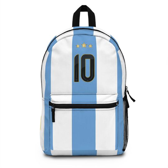 Argentina National Soccer Team Backpack - Original Jersey Colors, Lightweight & Durable, Waterproof Travel Essential. Messi style colors