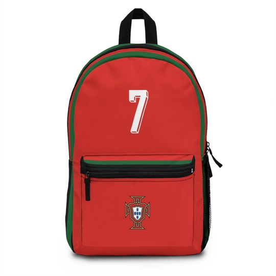 Portugal National Soccer Team Backpack - CR7 Edition, Original Jersey Colors, Lightweight & Durable, Waterproof Travel Essential