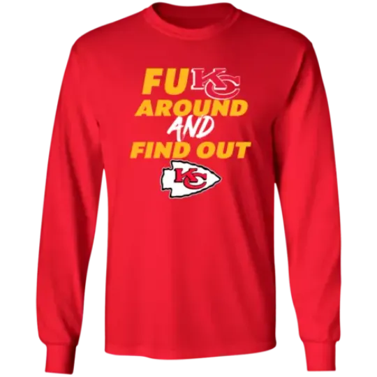 Men's KC Kansas City Chiefs Fck Around and Find Out Long Sleeve Shirt | American Football Shirt | Sport Lover Gift
