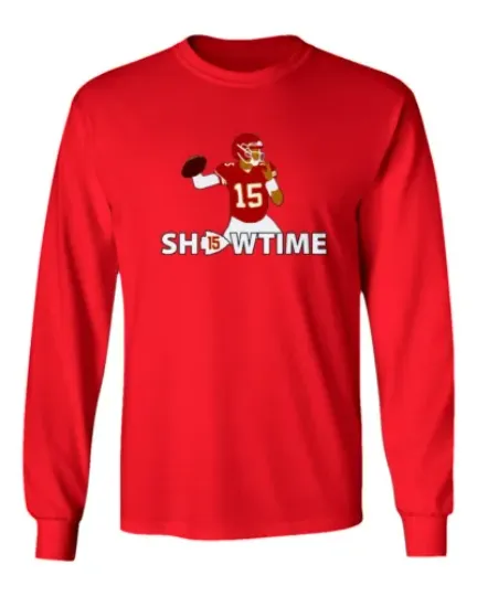 Patrick Mahomes MVP Kansas City Chiefs Showtime Men's Long Sleeve Shirt | American Football Shirt | Sport Lover Gift