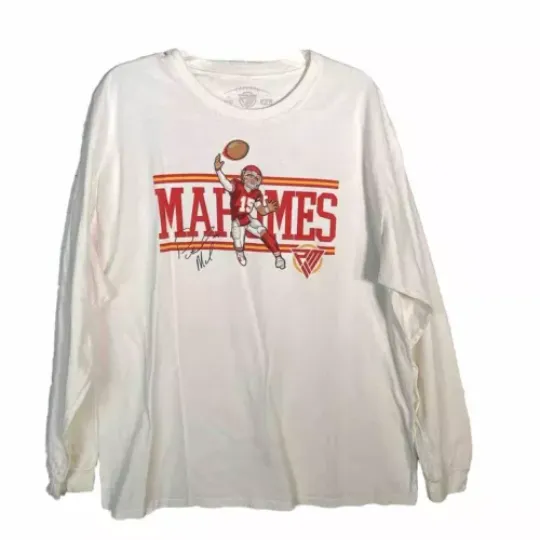 KC Chiefs Patrick Mahomes White Long Sleeve Shirt | American Football Shirt | Sport Lover Gift