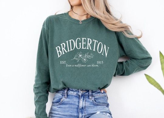 Bridgerton Wallflower Collegiate Country Club Long Sleeve Tee | Flower Design | 'Even a Wallflower can Bloom' Shirt | Comfort Colors |