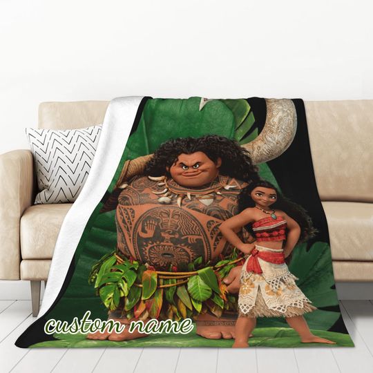 Custom Name Disney Moana Throw Blanket, Birthday Gift
