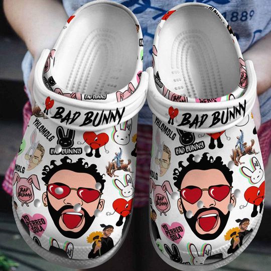 Bad Bunny Clogs, Music Star Edition, Holiday Present, Gift for Music Lovers