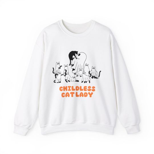 Childless Cat Lady Ghost and Ghost Cats Spooky Halloween 2024