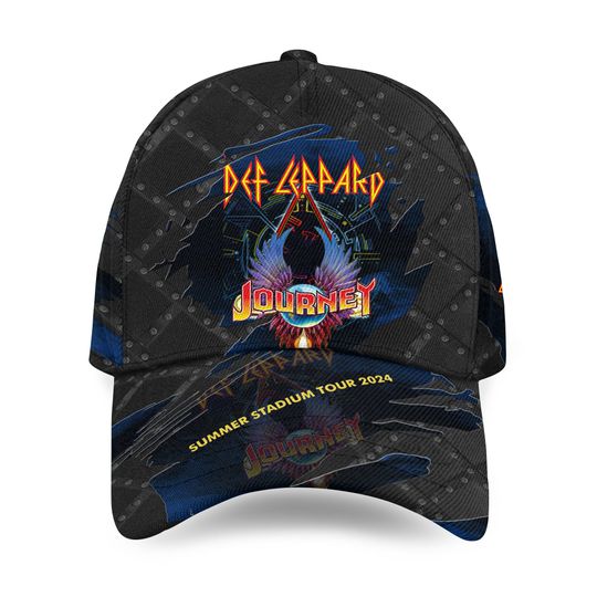 Def Leppard x Journey Summer Stadium Tour 2024 Baseball Caps AOP, Gift For Fan, Summer Cap