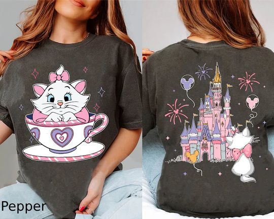 Two Sided Marie Cat  Shirt, Disney Aristocats Shirt, Disney Castle Shirt, Magic Kingdom Shirt, Disneyland Trip Shirt
