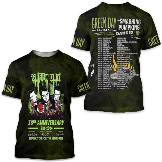 HOT!!! 2024 Green Day Band Tour 2024 T shirt 3D Music Band For Men Women S-5XL