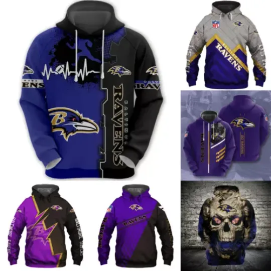 Baltimore Ravens Hoodies Men's Hooded Sweatshirts Pullover Jacket Coat