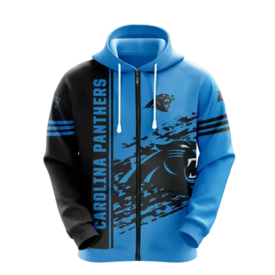 Carolina Panthers Men Hooded Full Zip Hoodie Sweatshirts Casual Jacket Coat Tops