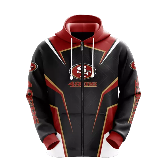 San Francisco 49ers Men Zip Up Hoodie, Sport Sweatshirt Casual Hooded Jacket Coat