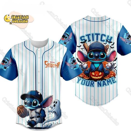 Halloween Stitch Baseball Jersey, Customized Halloween Shirt, Disney Stitch Horror Jersey