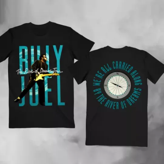 Vintage 1993 Billy Joel Tour T-Shirt The River of Dreams Album, Double Sided Short Sleeve Shirt, Music Lover Gift, 2024 Music Tour Merch