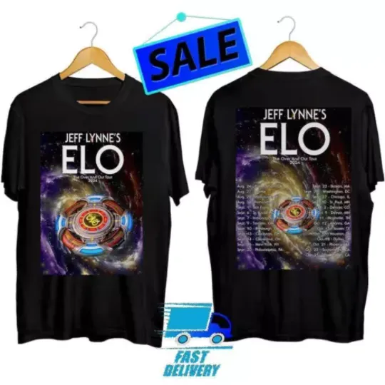 New Jeff Lynne s ELO The Over and Out Tour 2024 T-Shirt, Concert Double Sided Short Sleeve Shirt, Music Lover Gift, 2024 Music Tour Merch