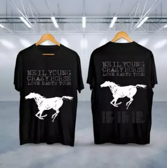 Neil Young and Crazy Horse 2024 Tour T Shirt, Concert Double Sided Short Sleeve Shirt, Music Lover Gift, 2024 Music Tour Merch