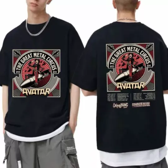 Avatar The Greatest Metal Circus Tour 2024 Shirt, Concert Double Sided Short Sleeve Shirt, Music Lover Gift, 2024 Music Tour Merch