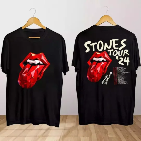 The Rolling Stones Hackney Diamonds Tour 2024 T Shirt, Concert Double Sided Short Sleeve Shirt, Music Lover Gift, 2024 Music Tour Merch