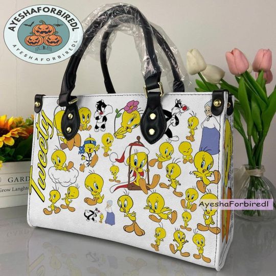 Tweety Bird Handbag, Tweety Bird Leather Bag, Tweety Bird Shoulder Bag, Crossbody Bag, Top Handle Bag, Vintage Bag
