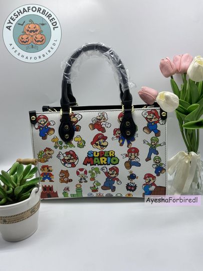 Super Mario Handbag, Super Mario Cartoon Leather Bag, Super Mario Shoulder Bag, Crossbody Bag, Top Handle Bag, Vintage Bag