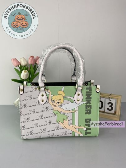 Tinker Bell Handbag, Tinker Bell Cartoon Leather Bag, Tinker Bell Shoulder Bag, Crossbody Bag, Top Handle Bag, Vintage Bag