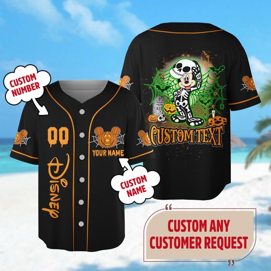 Custom Mickey Mouse Halloween Baseball Jersey, Mickey Baseball Jersey Team
