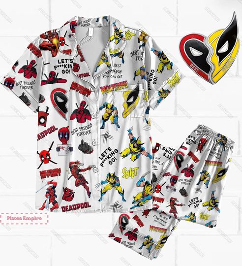 Deadpool Wolverine Pajamas, Deadpool And Wolverine Shirt, Deadpool 3 Movie Pajamas, Deadpool Best Friends Shirt, Super Hero Halloween Shirt