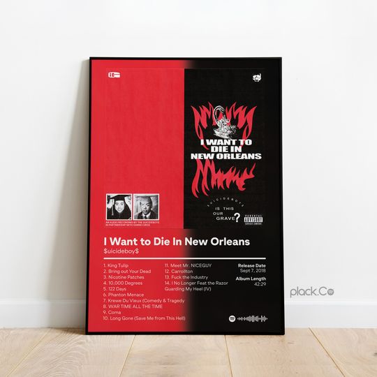 Suicideboys - I Want to Die in New Orleans - Custom Album Print - Hip Hop Wall Art - Custom Album Cover - Suicideboys Poster - Gift Ideas