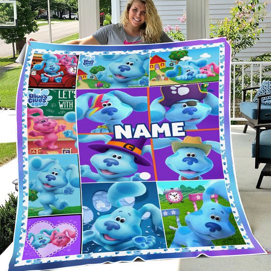 Personalized Name Blues Clues Dog Custom Fleece Blanket