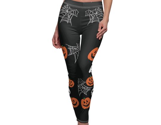 Cute Pumpkin Ghost and Spiderweb leggings Halloween Women's Cut & Sew Casual Leggings