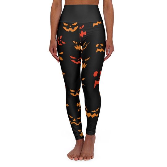 High Waisted Yoga Leggings, Halloween Yoga Leggings, Pumpkin Legggins, Halloween Pants, Halloween Leggings, Yoga Pants