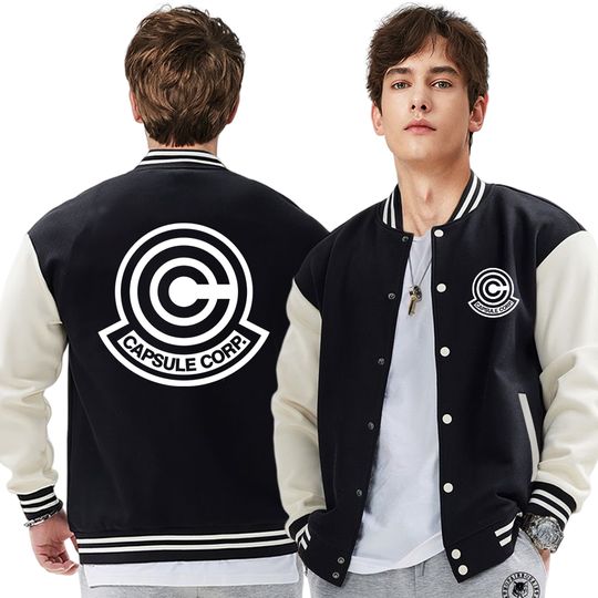 Japanese Anime Letter C Logo Coats Male Fashion Crewneck Baseball Uniform, Vintage Clothing Loose Casual Female Sportswears