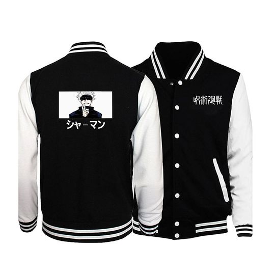 Japanese anime Jujutsu Satoru Gojo Satoru Men Hip Hop Street Baseball Uniform Fashion Print street Coat Warm Oversized Jackets